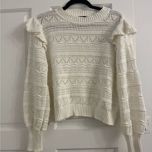 Generation Love Cream Knit Sweater with Ruffle Accents